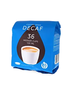 Kaffekapslen Decaf 36 package and pods for Senseo