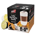 Café René Vanilla Latte Macchiato Packung und Kapsel für Dolce Gusto
