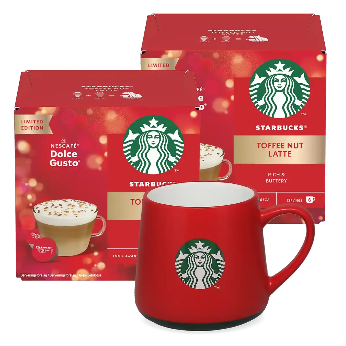 Toffee Nut Latte + Roter Becher-Bundle
