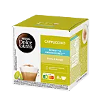 Nescafé Cappuccino Skinny & Unsweetened Packung und Kapsel für Dolce Gusto
