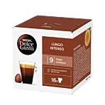 Nescafé Lungo Intenso Packung und Kapsel für Dolce Gusto