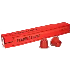 Kaffekapslen Dynamite Coffee Packung und Kapsel für Nespresso
